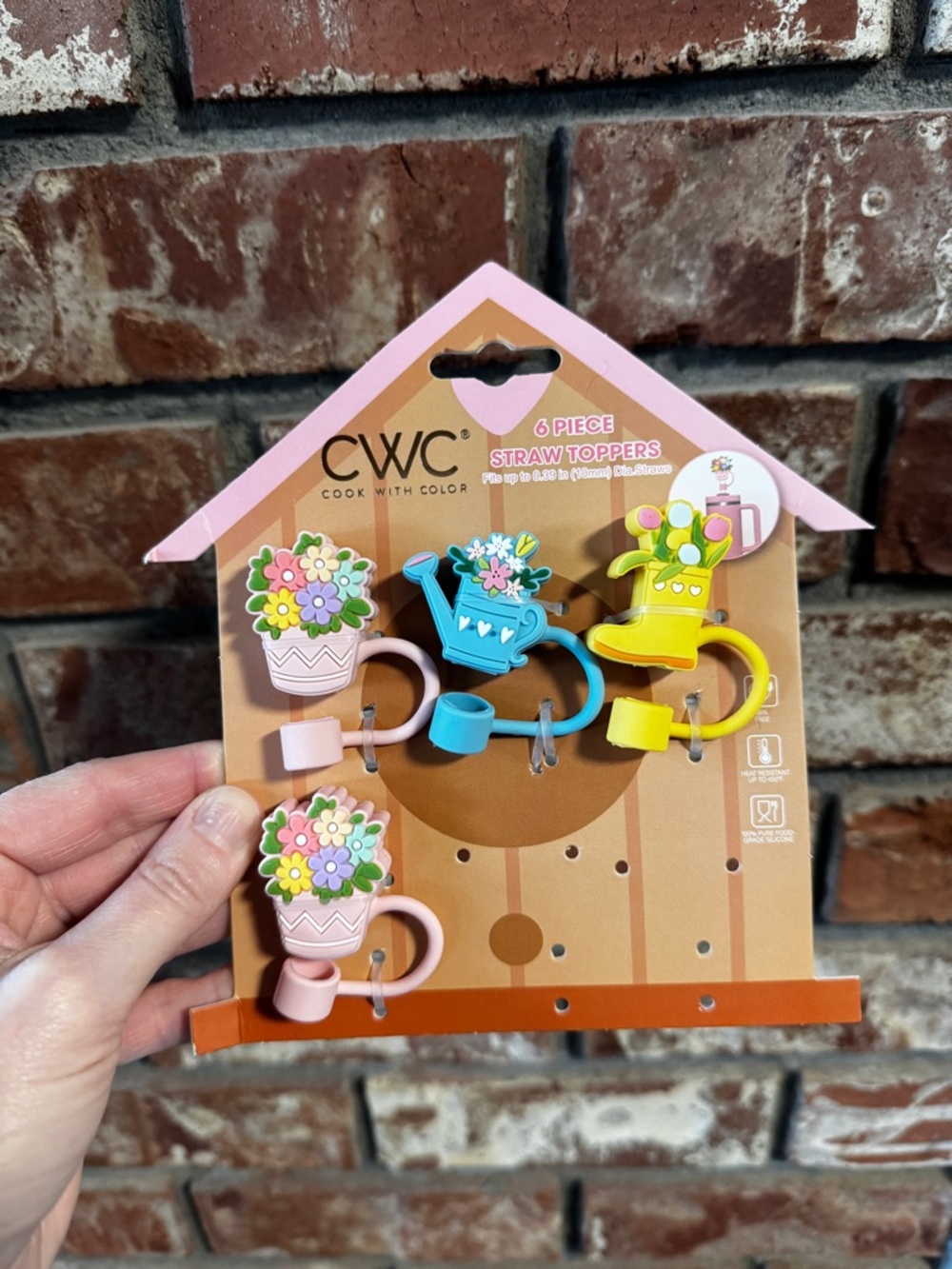 Set of four (4) Spring straw toppers